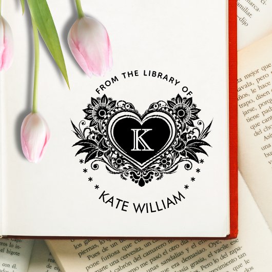 bloemenhart monogram zelfinkerend zelfinktende stempel