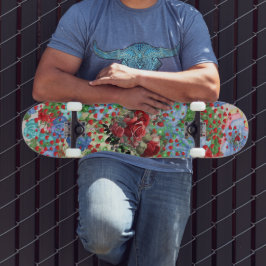 Bloemenhart op collage skateboard