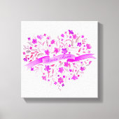 Bloemenhart roze paarse naam waterverf kunst canvas afdruk (Voorkant)