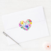 Bloemenhartkrans | Pastel Waterverf geel Hart Sticker (Envelop)