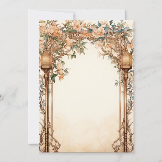 Bloemenhaven Islamitische Lamp Moslim Bruiloft Kaart (Achterkant)