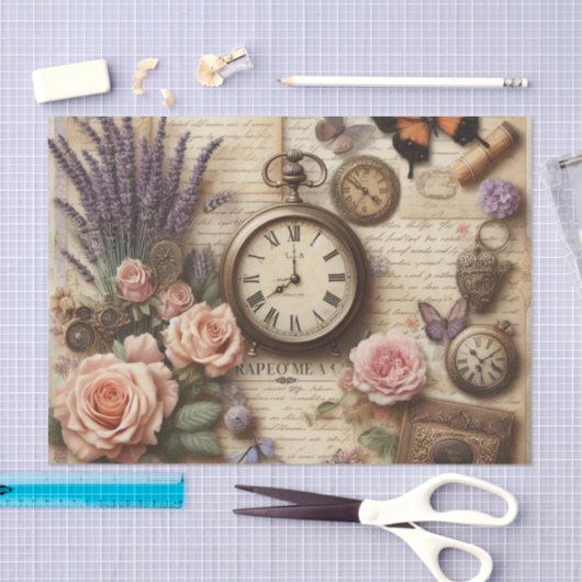  Bloemenhorloge en Vlinders Decoupage Tissuepapier (Craft)