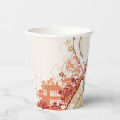 Bloemenhuis Illustratie Werveltje en Natuur Patroo Papieren Bekers (Voorkant)