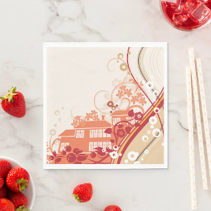 Bloemenhuis Illustratie Werveltje en Natuur Patroo Servet