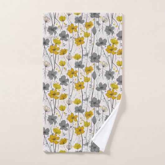Bloemenillustratie, abstracte wilde bloemen, moder bad handdoek (Handdoek)