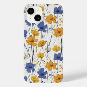 Bloemenillustratie, abstracte wilde bloemen, moder Case-Mate iPhone 14 hoesje