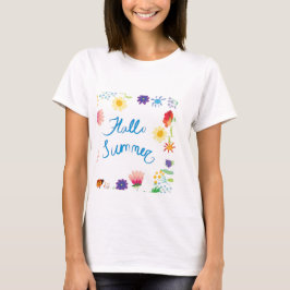 Bloemenillustratie hallo Summerville T-shirt