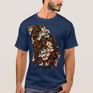Bloemenkaart van de Verenigde Staten Georgië Kaart T-shirt