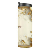 Bloemenkader met eigen naam thermosbeker (Geroteerd rechts)