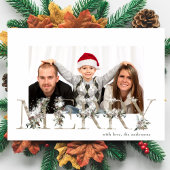 Bloemenkalfabet VROLIJKE Kerstfoto Feestdagenkaart