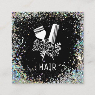 *~* Bloemenkam Bloemen Borstel Glitter AP6 Vierkante Visitekaartje