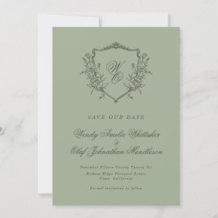 Bloemenkam Sage Olijf Monogram Foto Save The Date