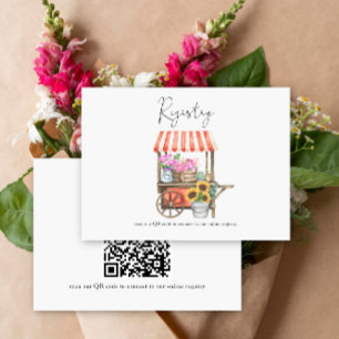 bloemenkar bruidsdouche QR-code voor cadeaulijst Informatiekaartje