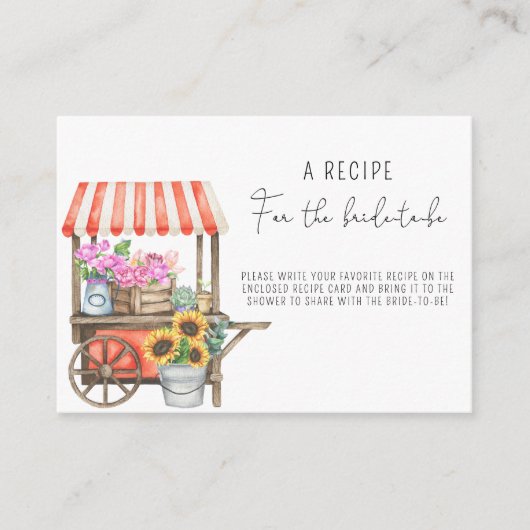 Bloemenkar - Recept voor de aanstaande bruid Informatiekaartje (Voorkant)