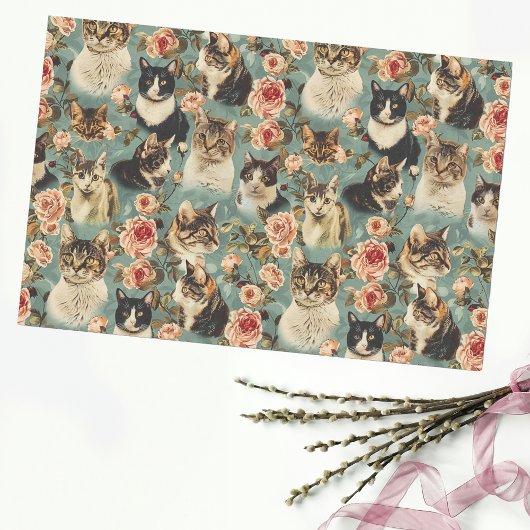 bloemenkattenbloempatroon tissuepapier