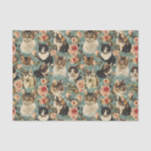 bloemenkattenbloempatroon tissuepapier (Voorkant)