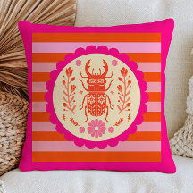 Bloemenkever Insect Roze & Oranje Streeppatroon