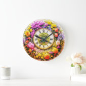 Bloemenklok - Wandkunst Bloemendecor Grote Klok (Huis)