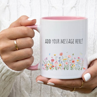 Bloemenkoffiekop, mok met aangepaste tekst voor mo