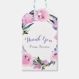 Bloemenkrans Aquarel Elegante Bruidsdouche Cadeaulabel