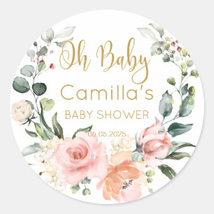 Bloemenkrans Baby shower Classic Ronde Sticker