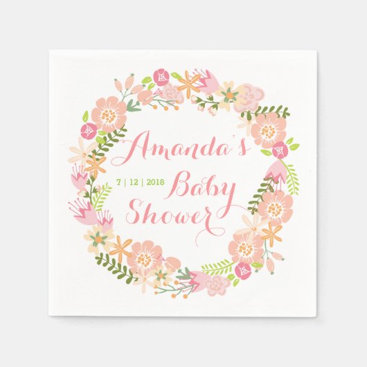 Bloemenkrans Baby shower servetten (Voorkant)
