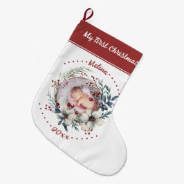 Bloemenkrans Baby's eerste kerstfoto Grote Kerstsok