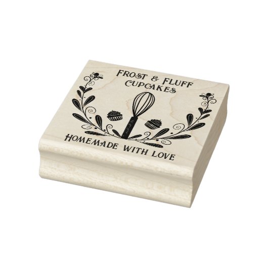 Bloemenkrans Bakkerij Whisk & Cupcake Stamp Rubberstempel (Stempel)