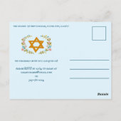 Bloemenkrans Bat Mitzvah Hand-getrokken Custom Briefkaart (Achterkant)