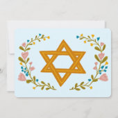 Bloemenkrans Bat Mitzvah Hand-getrokken Custom Kaart (Achterkant)