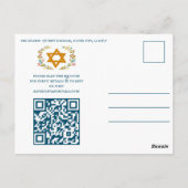 Bloemenkrans Bat Mitzvah Hand-getrokken Custom QRc Briefkaart (Achterkant)