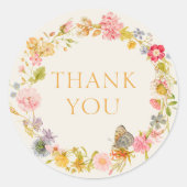 Bloemenkrans Bedankt Ronde Sticker (Voorkant)