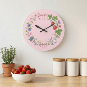 Bloemenkrans botanische acryl wandklok grote klok