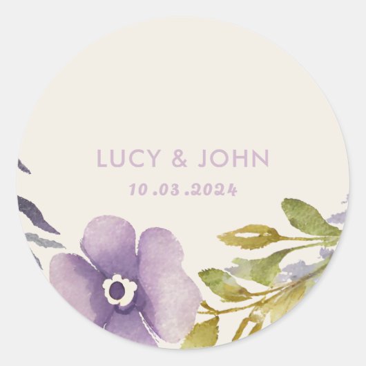  bloemenkrans bruiloft gunst Labels lavendel (Voorkant)