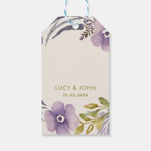  bloemenkrans bruiloft gunst Labels lavendel Cadeaulabel (Achterkant)