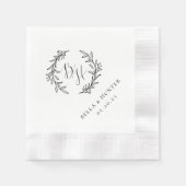 Bloemenkrans bruiloft Initiaal Monogram papier Servet (Voorkant)