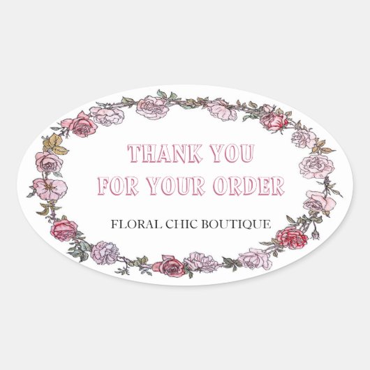  bloemenkrans Custom Business Dank u Ovale Sticker (Voorkant)