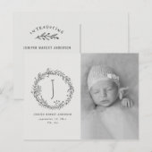 Bloemenkrans foto geboortekaartje briefkaart (Voorkant / Achterkant)