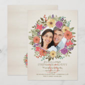 Bloemenkrans foto uitnodiging (Voorkant / Achterkant)