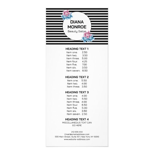 Bloemenkrans gestreepte elegante salons rek kaart (Voorkant)