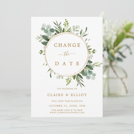 Bloemenkrans Gouden Bruiloft Datum Wijzigen Kaart (Staand voorkant)