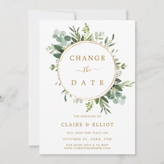 Bloemenkrans Gouden Bruiloft Nieuwe Datum Kaart (Voorkant)