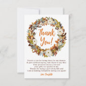 Bloemenkrans herfst kleine pompoen baby shower bedankkaart (Voorkant)