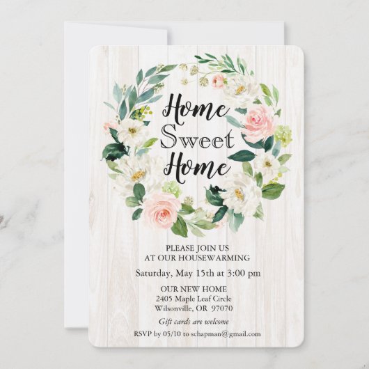 Bloemenkrans Housewarming uitnodiging (Voorkant)