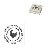 Bloemenkrans & met de hand getekend kip logo 	rubberstempel (Gestempeld)