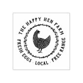 Bloemenkrans & met de hand getekend kip logo 	rubberstempel (Afrduk)