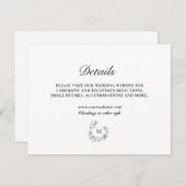 Bloemenkrans Monogram Custom Wedding Details Kaart (Voorkant / Achterkant)
