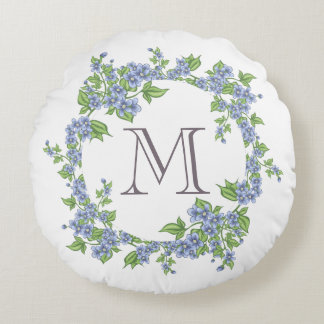 Bloemenkrans Monogram Rond Kussen