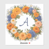  bloemenkrans monogrammed Initiaal cut-out Sticker (Vel)