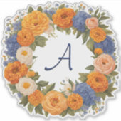  bloemenkrans monogrammed Initiaal cut-out Sticker (Voorkant)